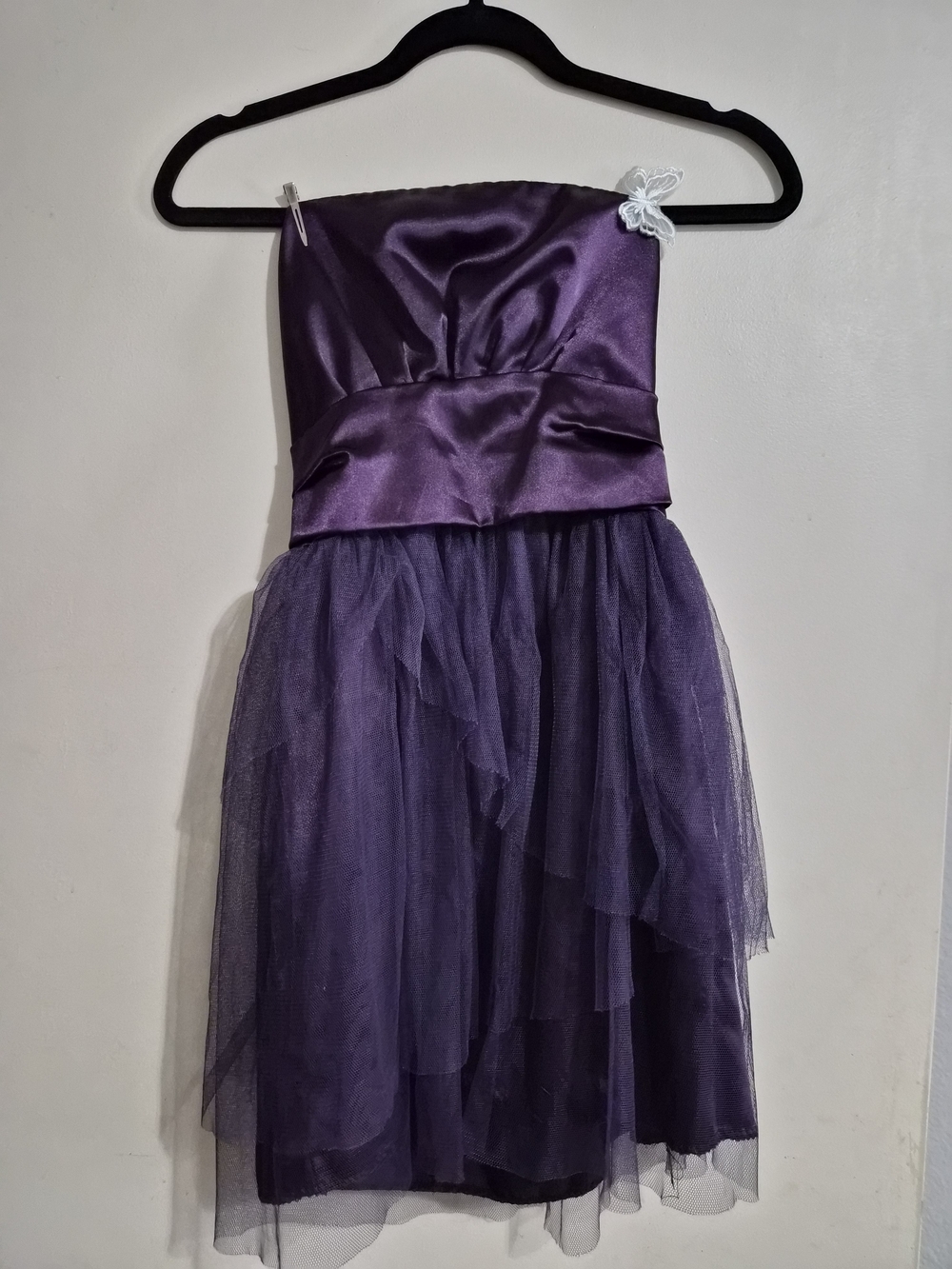 Purple Strapless Tulle Party Dress for Kids